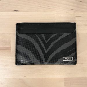 Black and Grey Monaco Zebra Tumi Wallet Card Holder
